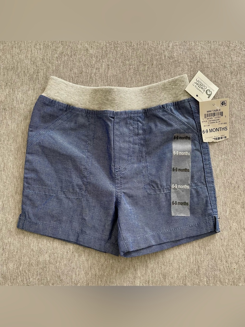 First Impressions Boys Size 6-9 Months Blue Pull Up Shorts NWT
